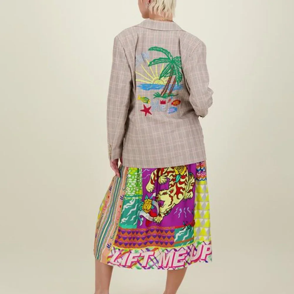 ME369 Freya Check Blazer Sun Patch Oversized Tailored Jacket NWT Size S - Picture 2 of 3